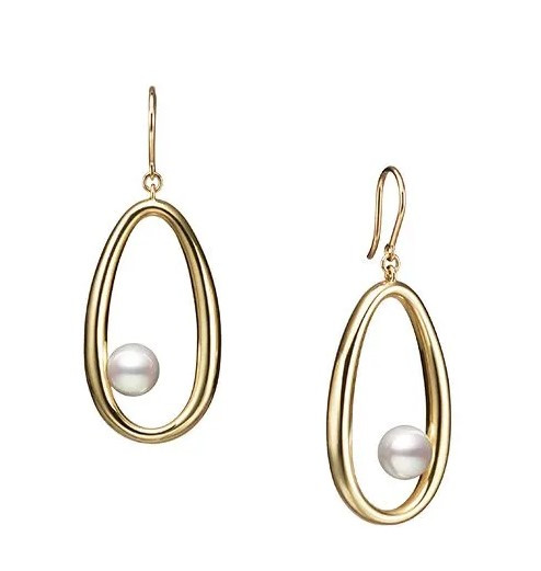 Moon Dew Akoya Cultured Pearl Earrings [JEOTH0111]