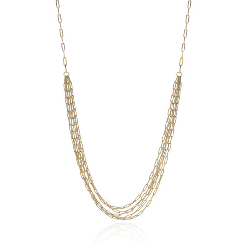 Gold Five Strand Paperclip Necklace [JNOTH0039]