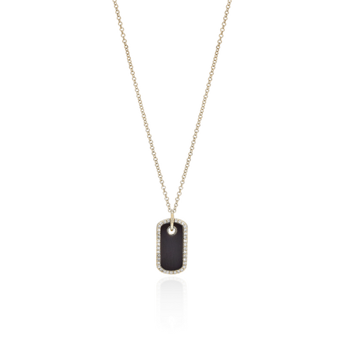 Black Onyx & Diamond Dog Tag Pendant [JNPEN0085]