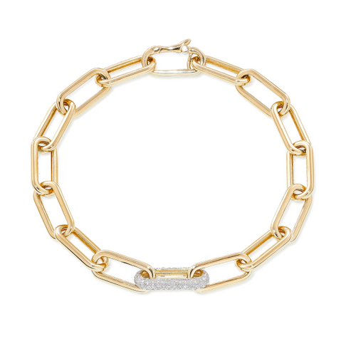 Pave Diamond Link Paper clip Chain Bracelet [1BADX3046]