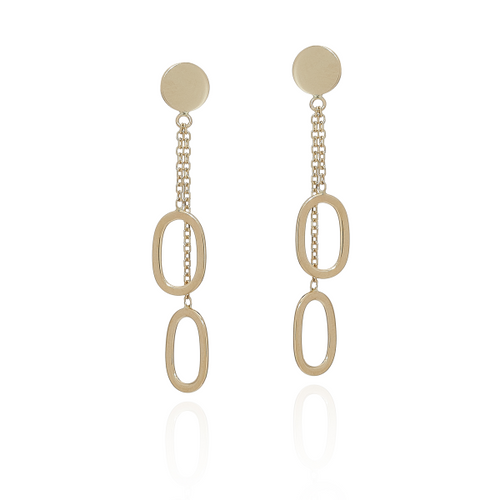 Gold Open Oval Drop Earrings [JEOTH0055]