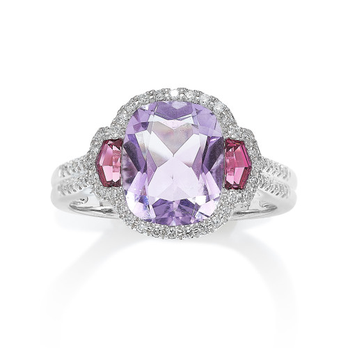 Amethyst, Pink Tourmaline & Diamond Ring [JROTH0094]
