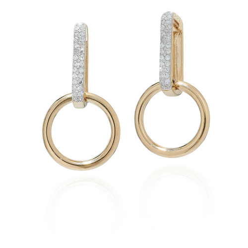 Gold & Diamond Circle Drop Earrings [JEOTH0078]