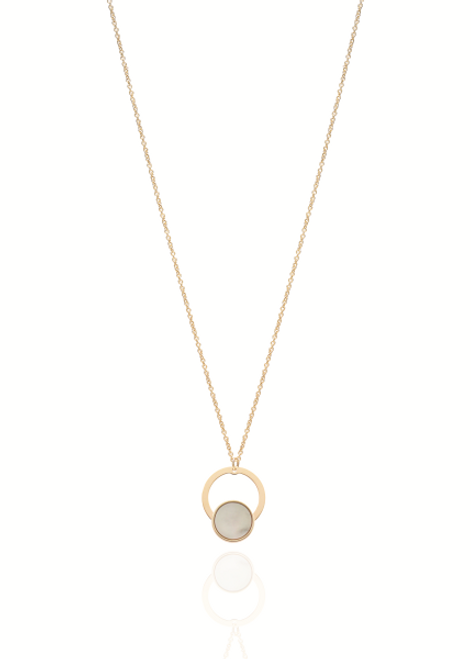Gold & Mother Of Pearl Open Circle Necklace [JNOTH0094]