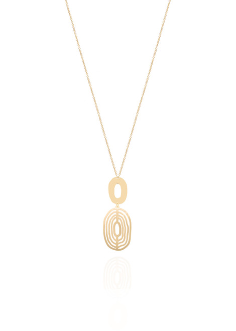 Gold Oval Drop Necklace [JNOTH0098]