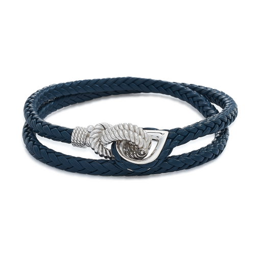 Dark Blue Italian Leather Bracelet [JBOTH0307]