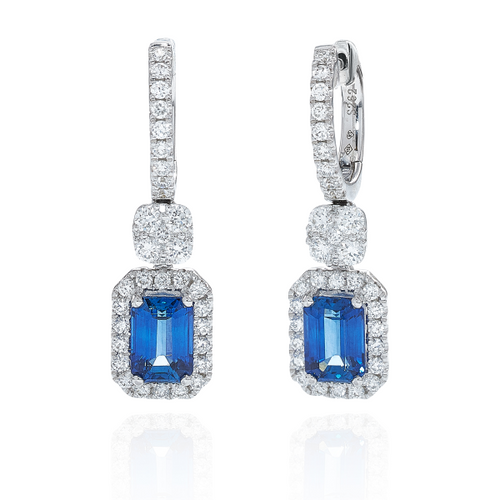Sapphire and Diamond Halo Drop Earrings [JEOTH0197]