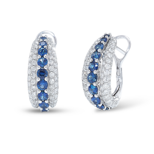 Sapphire and Diamond Hoop Earrings [JEHOP0120]