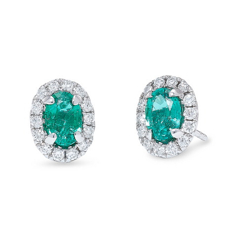 Emerald and Diamond Halo Earrings [JESTD0101]