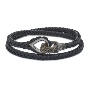 Black Italian Leather Bracelet [JBOTH0308]