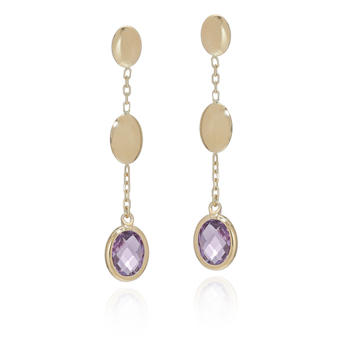 Gold And Amethyst Drop Earrings [JEOTH0050]