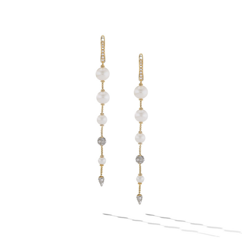 Pearl and Pave Diamond Drop Earrings [1EADX4959]