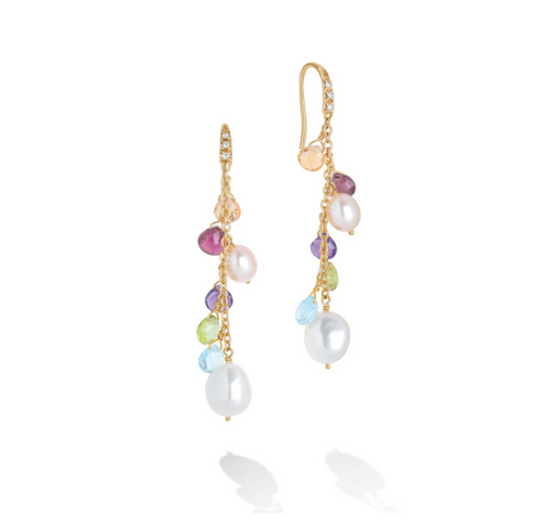 Paradise Mixed Gemstone and Pearl Medium Drop Earrings [2EGEM3059]