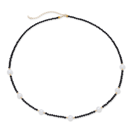 Pearl And Black Spinel Beaded Necklace [JNOTH0119]