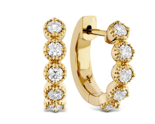 Diamond Bar Huggie Earrings [JEHOP0178]