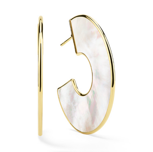 Rock Candy Mother of Pearl Hoop Earrings  [2EGEM2964]