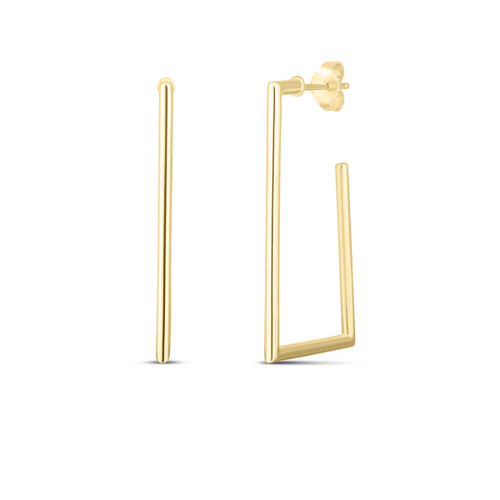 Designer Gold Rectangular Hoop Earrings [JEHOP0154]