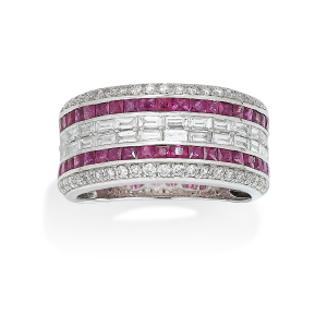 Ruby And Diamond Band Ring [JRBND0455]