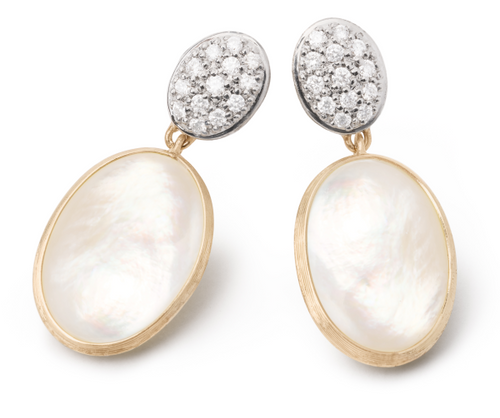 Siviglia Pave Diamond And Mother of Pearl Earrings  [JEOTH0418]