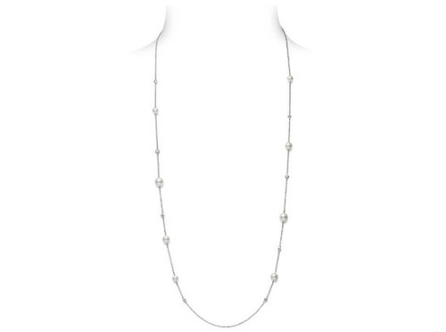 Akoya Pearl And Diamond Station Necklace [2NGGS1597]