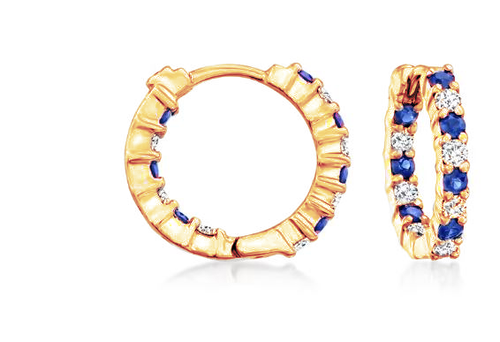 Perfect Diamond And Sapphire Hoop Earrings [1ESDX0878]