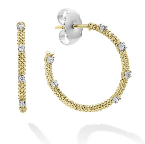 Signature Caviar Superfine Diamond Hoop Earrings [JEHOP0224]