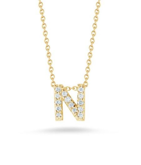 Tiny Treasures Diamond Letter 'N' Necklace [JNPEN0421]