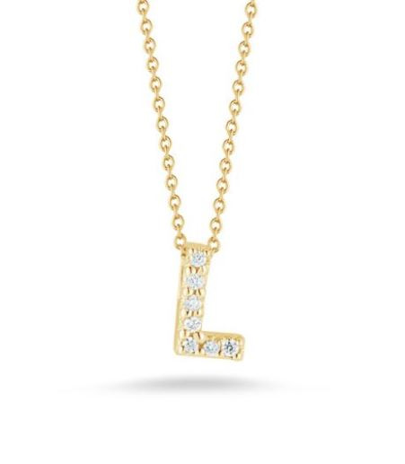 Tiny Treasures Diamond Letter 'L' Necklace [JNPEN0415]