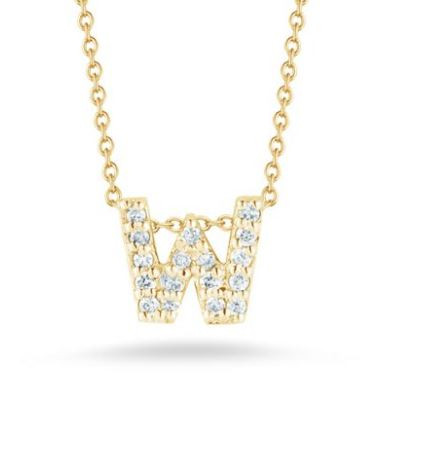 Tiny Treasures Diamond Letter 'W' Necklace [JNPEN0429]