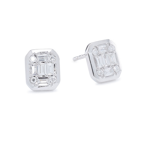 Diamond Baguette Stud Earrings [JESTD0219]