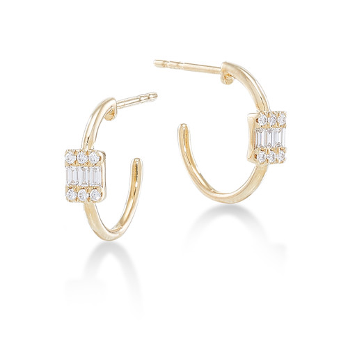 Diamond Baguette Hoop Earrings [JEHOP0246]