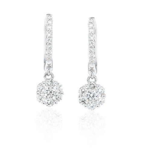 Diamond Cluster Drop Earrings [JEOTH0508]