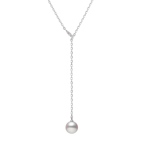 Classic Akoya Pearl and Diamond Necklace [JNPEN0373]
