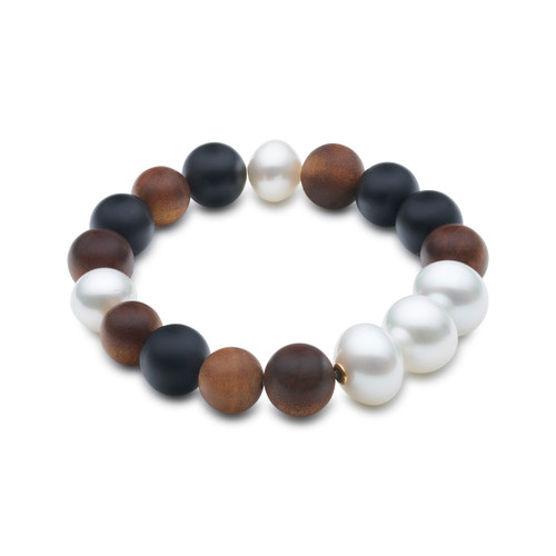 Kimberley Dusk Dark Sandalwood, Onyx and South Sea Pearl Bracelet [JBOTH0682]