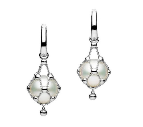Lavalier Drop Earrings in White Gold with South Sea Button Pearls [JEOTH0613]