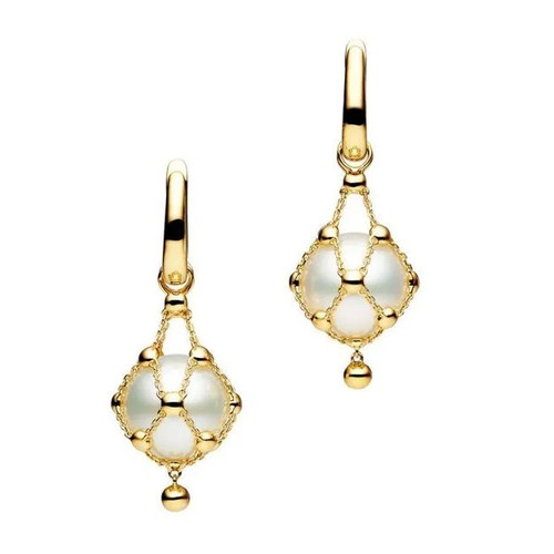 Lavalier Drop Earrings in Yellow Gold with South Sea Button Pearls [JEOTH0612]