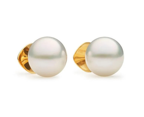 Classic South Sea Button Pearl Stud Earrings, 12mm [JESTD0274]