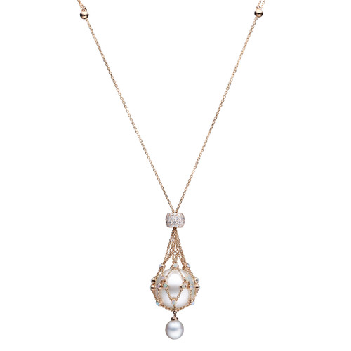 Lavalier Opal Hero Necklace in Rose Gold with South Sea Round Pearl [JNPEN0498]