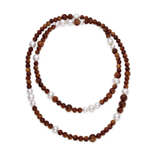 Kimberley Dusk Rope Necklace with South Sea Pearls and Sandalwood [JNOTH0636]