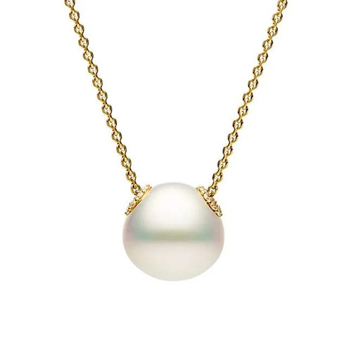 Palais Necklace in Yellow Gold with South Sea Triangle Pearl [JNPEN0583]