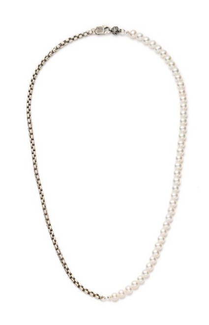 Frost Line Pearl Chain Necklace [JNCHN0175]