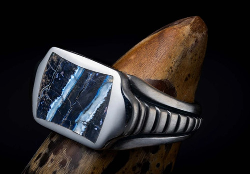 Sleek Blue Mammoth Tooth Ring [JROTH0722]