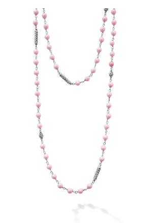 Pink Ceramic Long Beaded Necklace [JNOTH0749]