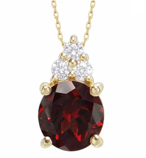 Garnet and Diamond Pendant Necklace [JNPEN0742]