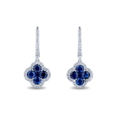Quatrefoil Sapphire and Diamond Drop Earrings [1ESDX0845]