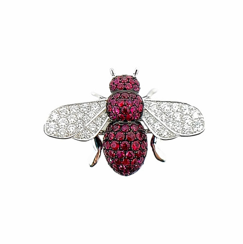 Ruby and Diamond Bee Pin [JAPNB0074]
