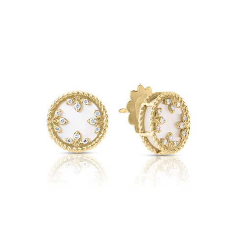 Medallion Mother of Pearl and Diamond Earrings [JESTD0530]