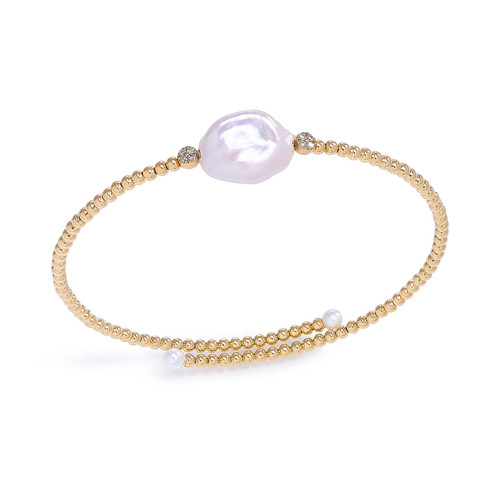 Beaded Flexible Pearl Bangle Bracelet [JBBAC0442]