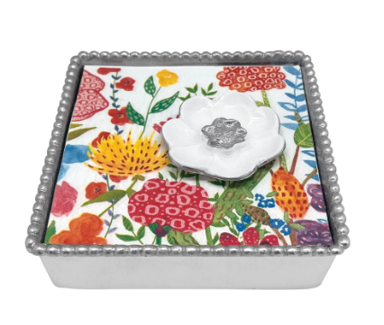White Flower Beaded Napkin Box [GGTAB0021]