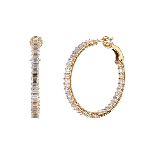 Inside Out Emerald Cut Diamond Hoops. 8.01 [JEHOP0573]